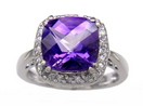 LDS AMETHYST & WHITE TOPAZ RING