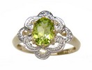 LDS OVAL PERIDOT & DIAMOND RING