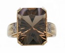 LDS E/C C/B SMOKY TOPAZ AND DIA RING