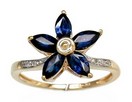 LDS SAPPHIRE & DIAMOND FLOWER RING