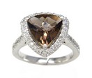 LDS SMOKEY TOPAZ & DIAMOND RING