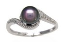 LDS BLACK PEARL & DIAMOND RING