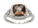 LDS ANT CUSHION SMOKEY & DIAMOND RIN