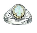 LDS OV CR OPAL SILVER & GOLD RING